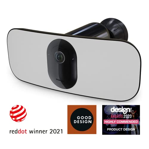 Arlo Floodlight Security Camera Outdoor, Quality 2K HDR, 160° Wide Angle, Weatherproof, Colour Night Vision, Ringing Alarm Siren, Up to 3000 Lumen, 2-Way Talk, Arlo Secure Trial Included, Black