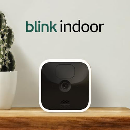 Blink Indoor | Wireless, HD security camera with two-year battery life, motion detection, two-way audio, Alexa enabled, Blink Subscription Plan Free Trial | 4-Camera System