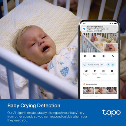 Tapo C840 2K 4MP Dual-Lens Baby Monitor,360° Baby Tracking Security Camera, HD Night Vision,AI Detection Indoor Cameras House Security,Sleep Analysis,Alexa,Google Home,Flexible Storage,No Monthly Fee