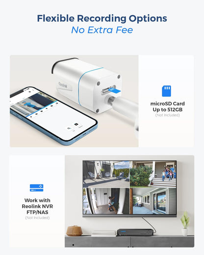 Reolink 4K PoE Security Camera with Human/Vehicle Detection, 5X Optical Zoom with Spotlight, Color Night Vision Motion Alerts Time-Lapse Two-Way Audio, RLC-811A