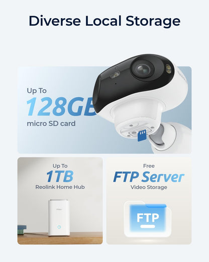 Reolink 4K Battery Security Camera Outdoor Wireless with Dual Lens 180° View, Argus 4 Pro + 6W Solar Panel, 2.4/5GHz WiFi, AI Detection, Colour Night Vision, Works with Alexa, No Subscription Fee