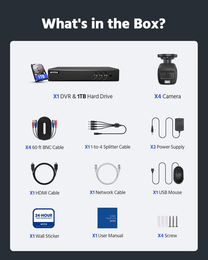 ANNKE 8 Channel Outdoor Security CCTV Camera System, Smart Human & Vehicle Detection, 3K Lite DVR with 1TB Hard Drive and 4 x 1920TVL 2MP Home Security Cams, Dual-light with Color Night Vision, IP67