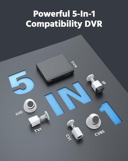 ANNKE 8 Channel Outdoor Security CCTV Camera System, Smart Human & Vehicle Detection, 3K Lite DVR with 1TB Hard Drive and 4 x 1920TVL 2MP Home Security Cams, Dual-light with Color Night Vision, IP67