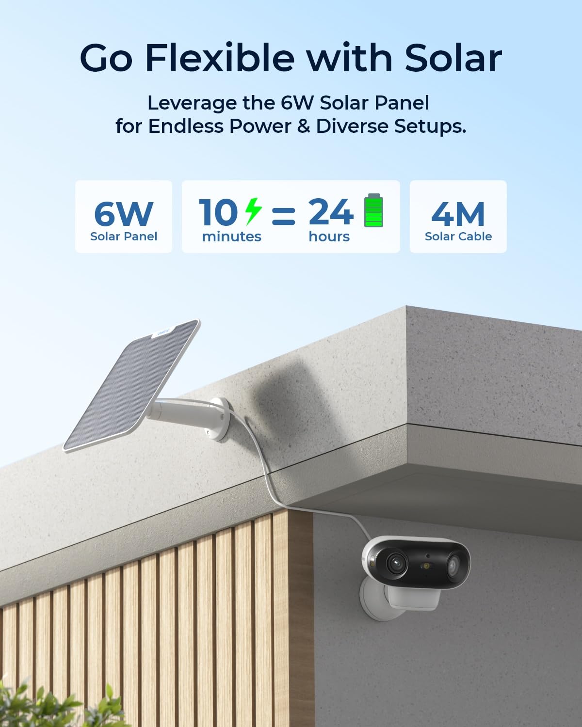 Reolink 4K Battery Security Camera Outdoor Wireless with Dual Lens 180° View, Argus 4 Pro + 6W Solar Panel, 2.4/5GHz WiFi, AI Detection, Colour Night Vision, Works with Alexa, No Subscription Fee