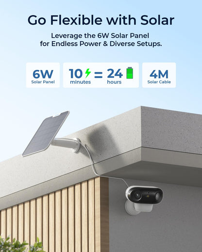 Reolink 4K Battery Security Camera Outdoor Wireless with Dual Lens 180° View, Argus 4 Pro + 6W Solar Panel, 2.4/5GHz WiFi, AI Detection, Colour Night Vision, Works with Alexa, No Subscription Fee
