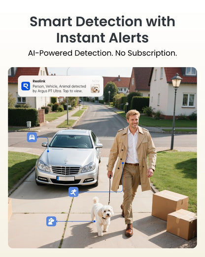 Reolink Home Hub+ 4K HD Security Camera Outdoor Wireless Kit, Argus PT Ultra+Solar Panel Home Security System, 64GB Local Storage, No Subscription Fee, 360° Surveillance, Night Vision, 2.4/5 GHz WiFi