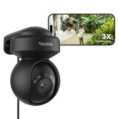 Reolink 5MP PTZ Camera E1 Outdoor, 2.4/5GHz WiFi CCTV Security Camera with 3X Optical Zoom, Human/Vehicle Tracking, Color Night Vision, 2-Way Audio, Support 512GB SD Card for 24/7 Protection, Black