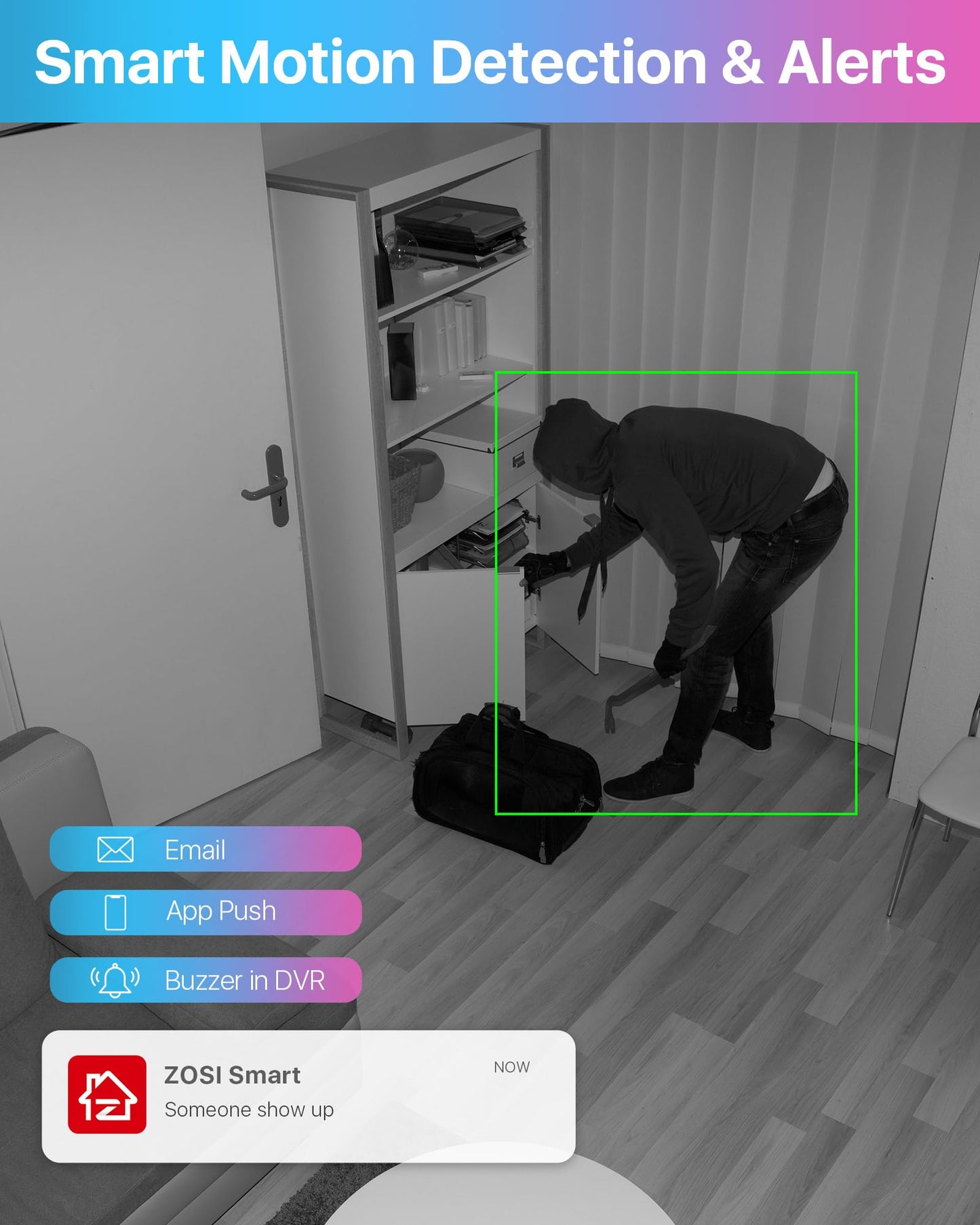 ZOSI 3K Lite 16CH Security Camera System with AI Human Vehicle Detection,16 Channel CCTV DVR with 2TB HDD and 12 x 1080p Indoor Outdoor Dome Camera, 80ft Night Vision, 90° View Angle, Alert Push