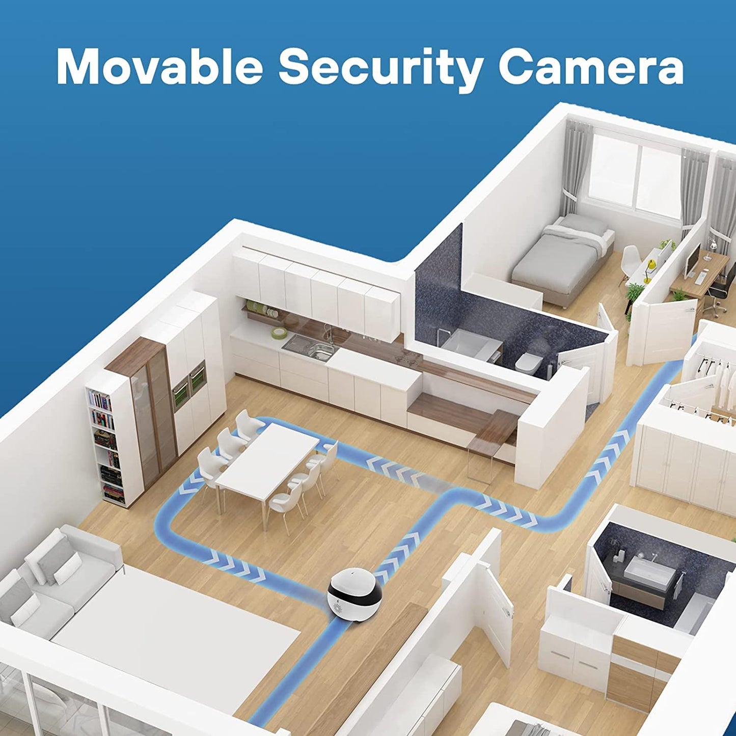 Enabot EBO SE FamilyBot,Pet Camera Home Security Camera,Movable Indoor WiFi Cam,2 Way Talk,Night Vision,1080P Video, Self Charging Rechargeable Wireless Camera for Pet/Elderly