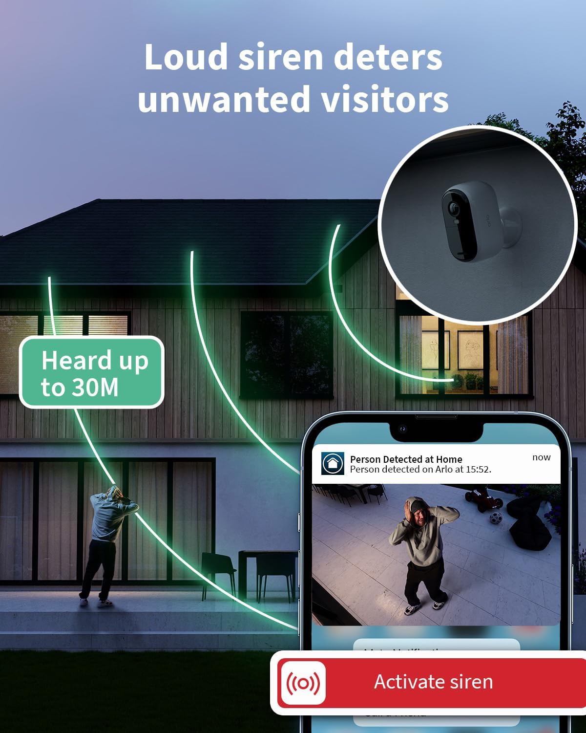 Arlo Essential 2 HD XL Video Security Camera Outdoor Wireless, XL Battery Operated Home Camera With Colour Night Vision, Light, Siren, 2 Way Audio & WiFi, Arlo Secure Free Trial, 2 Cameras, White