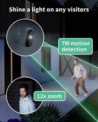 Arlo Essential 2 HD Video Security Camera Outdoor Wireless & 2 Solar Panels, Battery Operated, Colour Night Vision, Light, Siren, 2 Way Audio & WiFi, Arlo Secure Free Trial, 2 Cameras, White