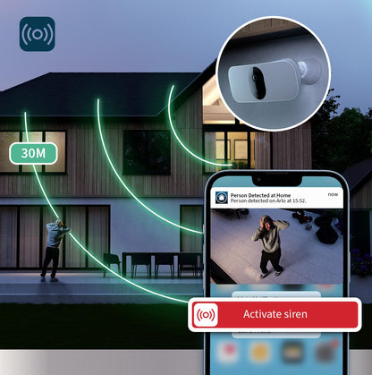 Arlo Floodlight Security Camera Outdoor, Quality 2K HDR, 160° Wide Angle, Weatherproof, Colour Night Vision, Ringing Alarm Siren, Up to 3000 Lumen, 2-Way Talk, Arlo Secure Trial Included, Black