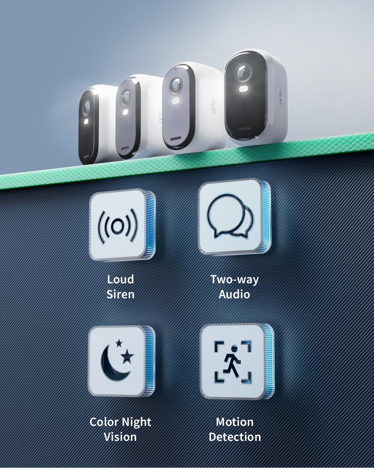 Arlo Essential 2 HD Video Security Camera Outdoor Wireless & 2 Solar Panels, Battery Operated, Colour Night Vision, Light, Siren, 2 Way Audio & WiFi, Arlo Secure Free Trial, 2 Cameras, White