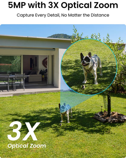 Reolink 5MP PTZ Camera E1 Outdoor, 2.4/5GHz WiFi CCTV Security Camera with 3X Optical Zoom, Human/Vehicle Tracking, Color Night Vision, 2-Way Audio, Support 512GB SD Card for 24/7 Protection, Black